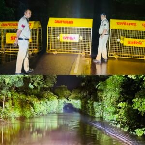 Heavy Rain Triggers Flooding in Gariaband; Police Stand Guard Through the Night at Overflowing Paintora Stream